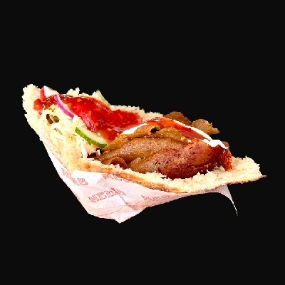 Kebab w Chlebie Tureckim chleb turecki + mięso + sałatka + sosy